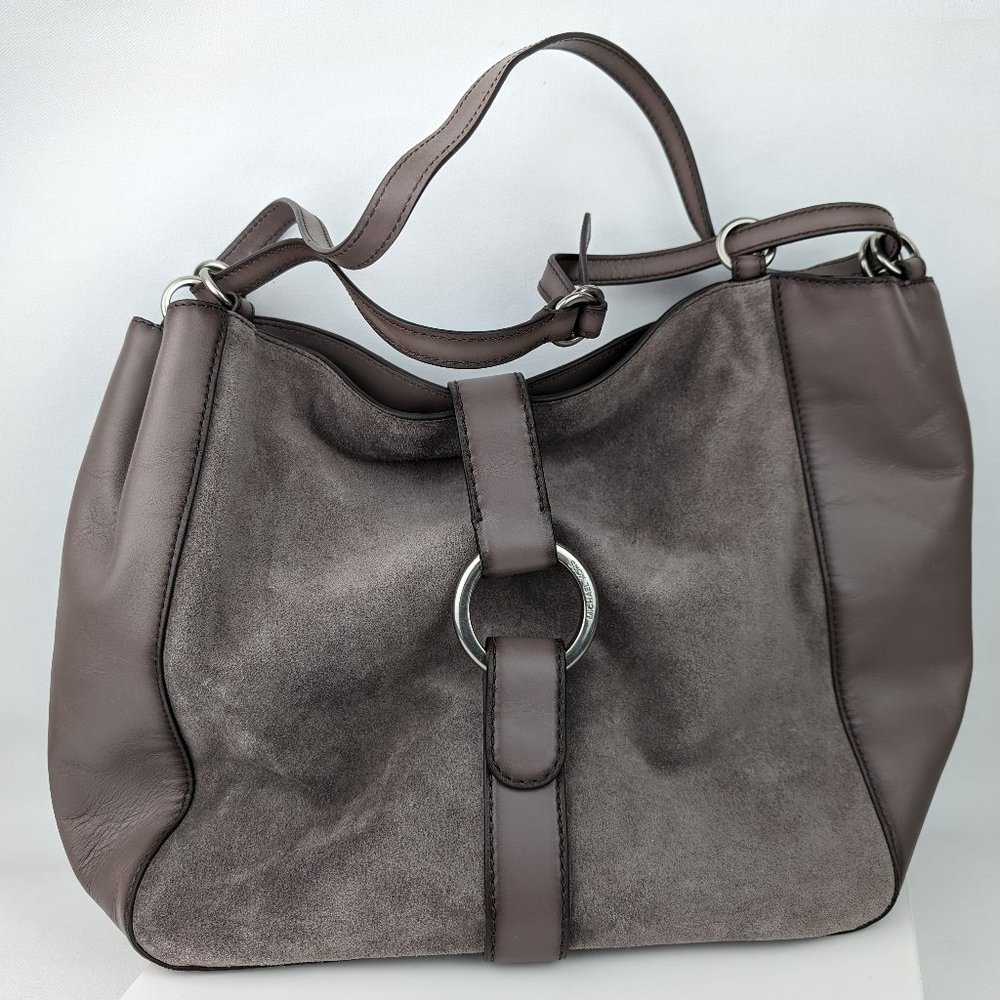 NWT Michael Kors Quincy Large Shoulder Tote Bag Purse; Grey, Suede and Leather